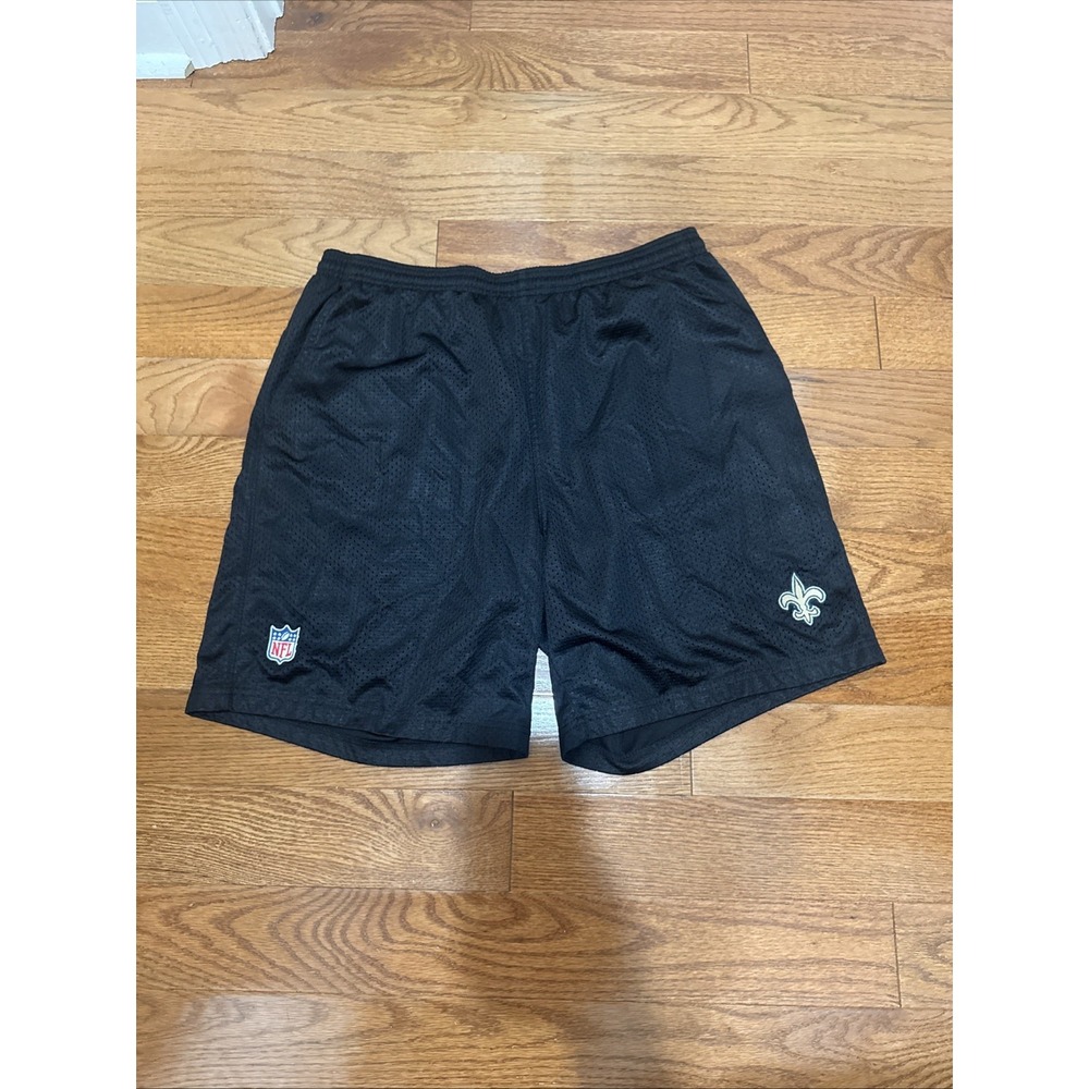 New Orleans Saints Athletic Shorts Large Reebok On Field NFL Logo Mesh Shorts